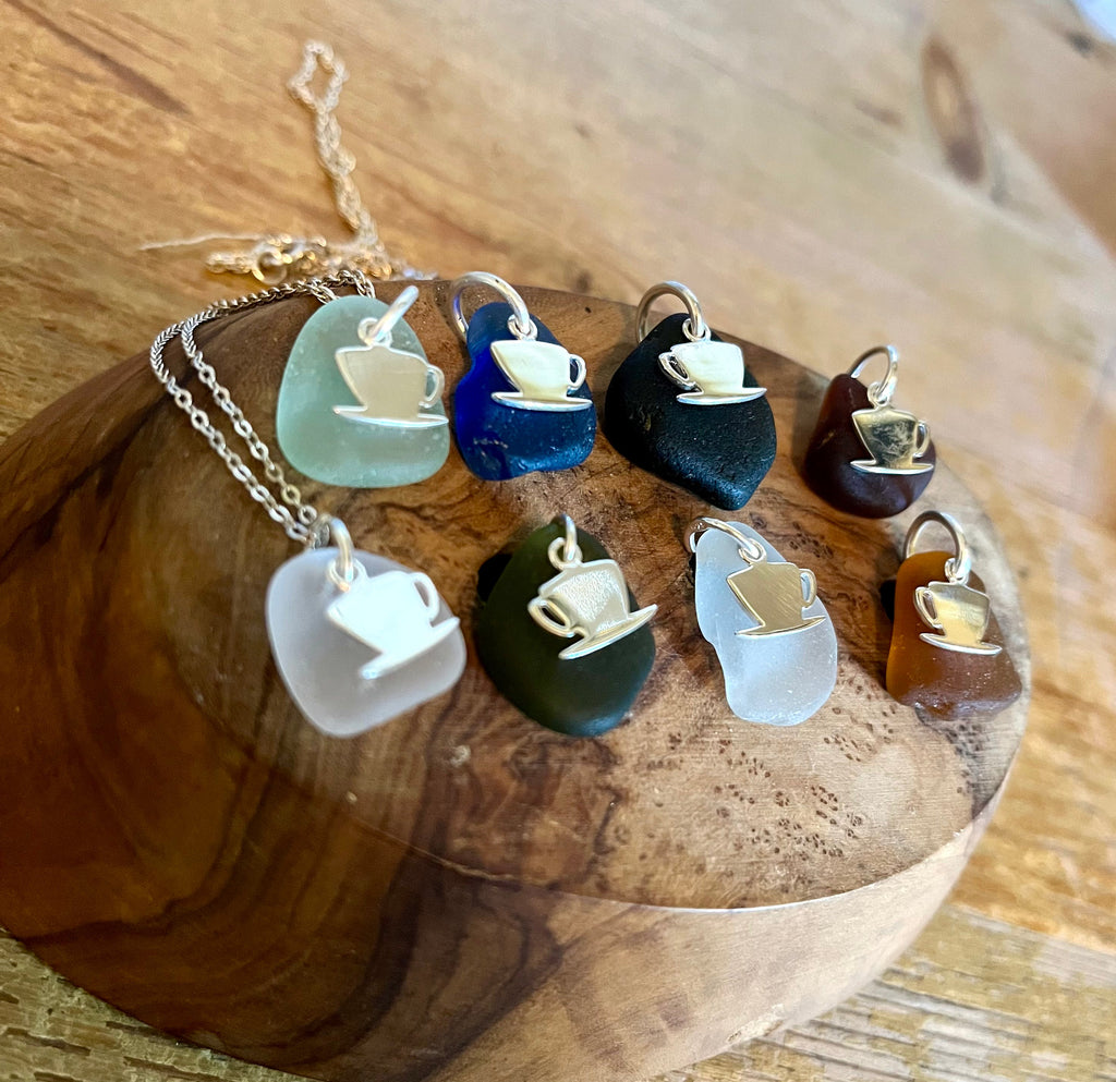 Cup of Tea Scottish Seaglass 925 Pendants