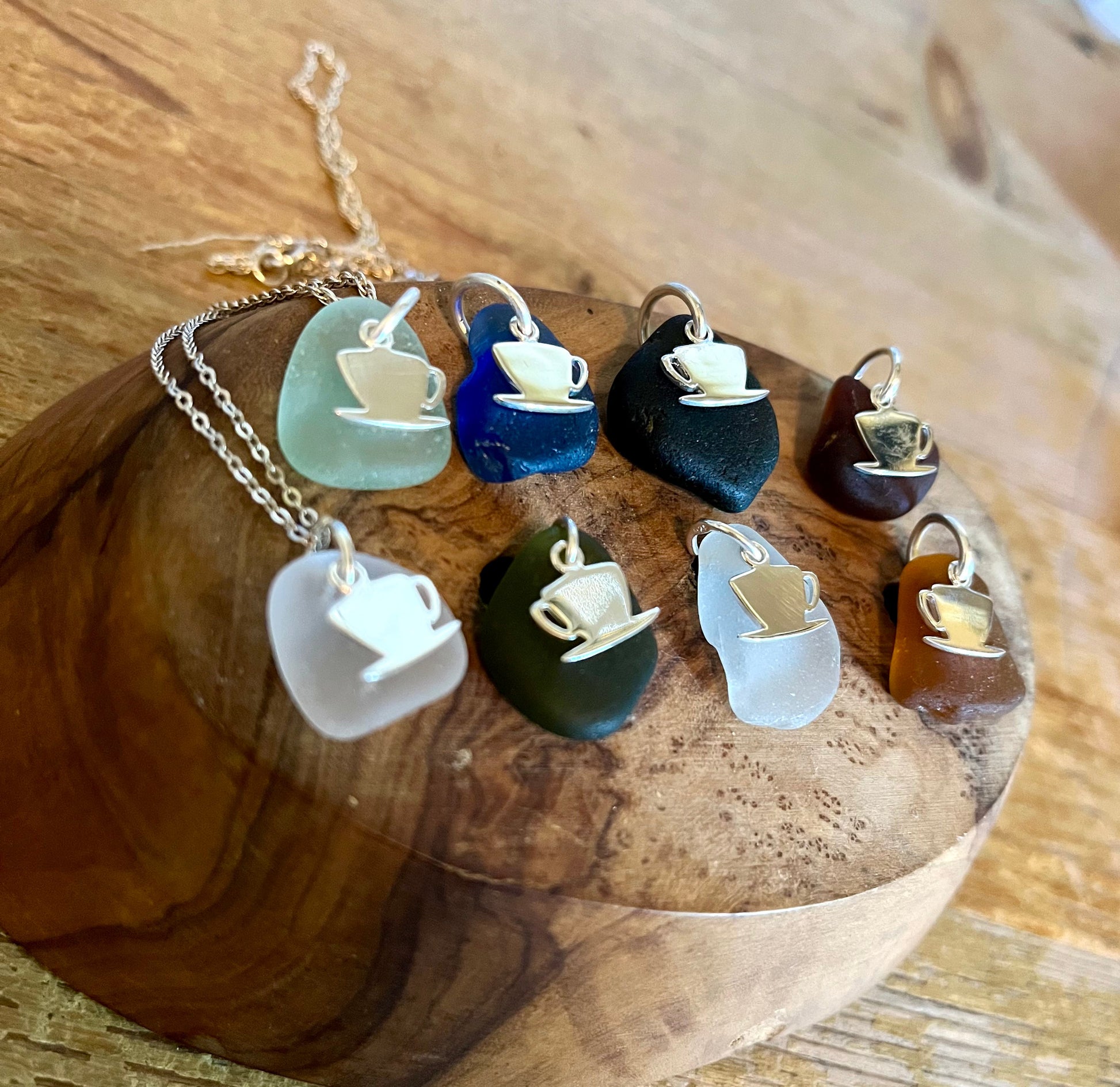 Cup of Tea Scottish Seaglass 925 Pendants