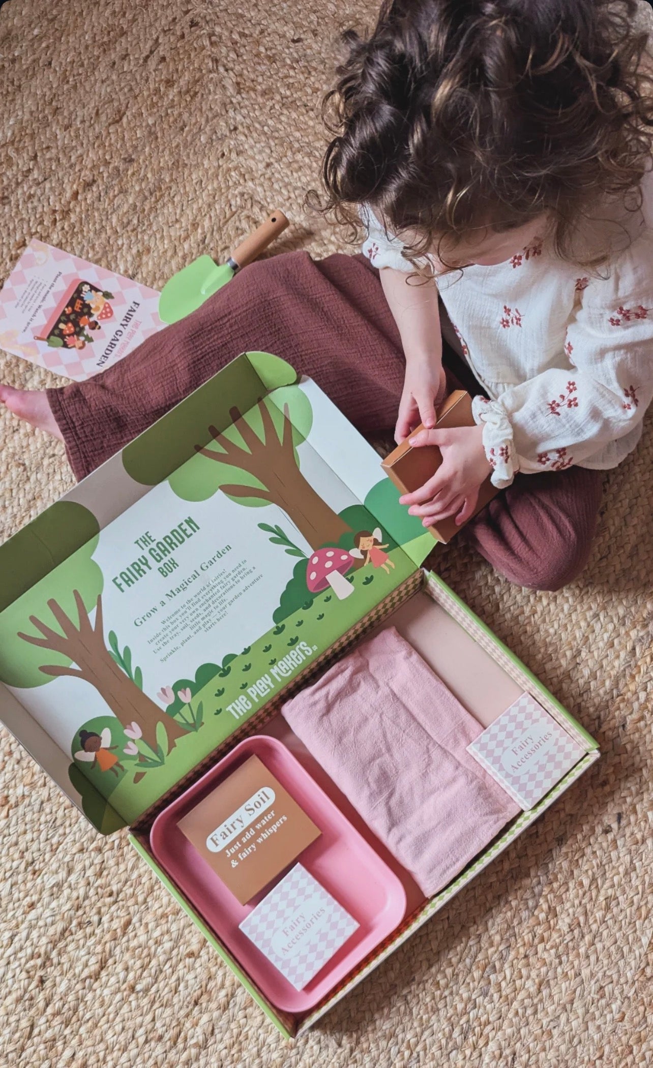 Fairy Garden Starter Kit with Apron, Tray, Shovel, Fairies, Soil and Seeds