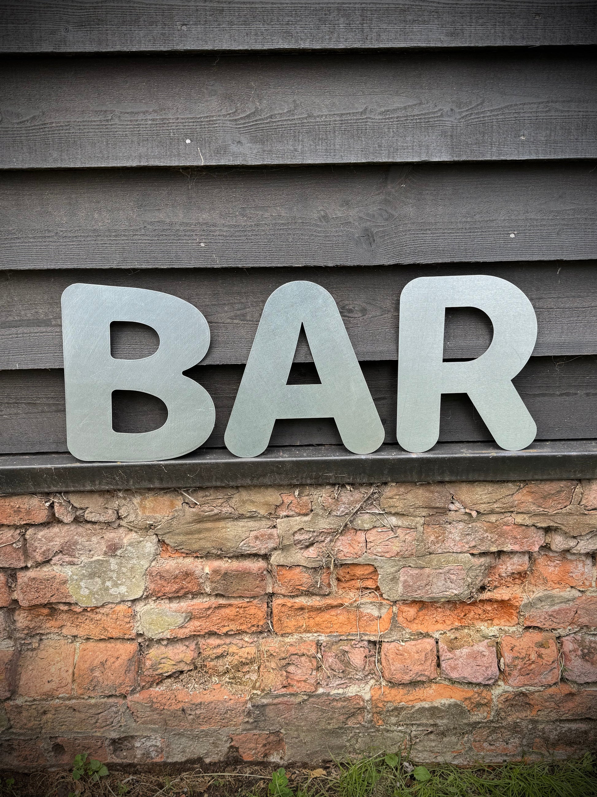 BAR Steel Bubble style Lettering 12 inch