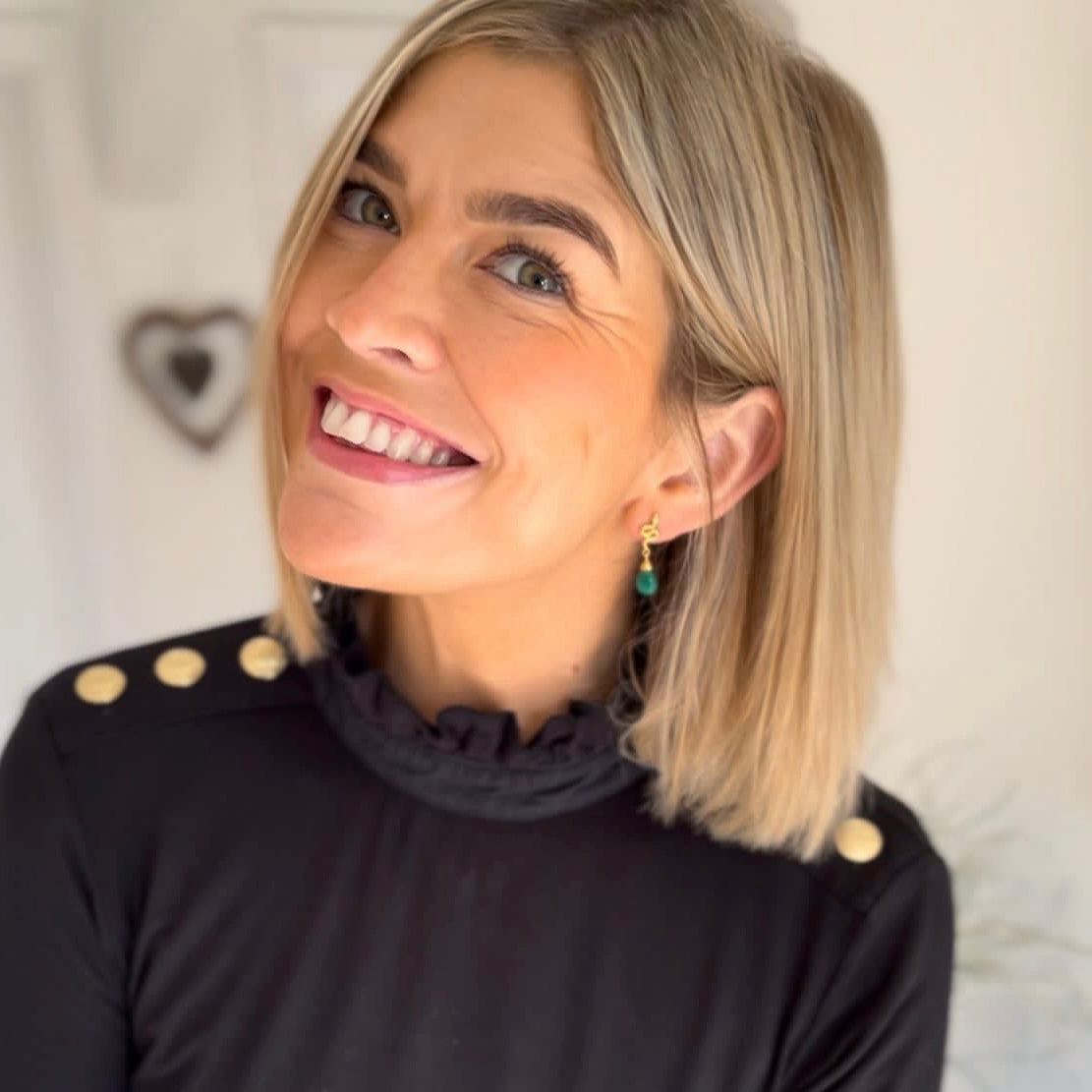 Medusa Small Gemstone Drop Earrings Malachite