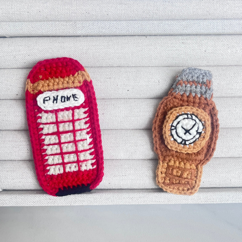 London Crochet Magnet – Big Ben & Red Phone Booth Handmade Gift