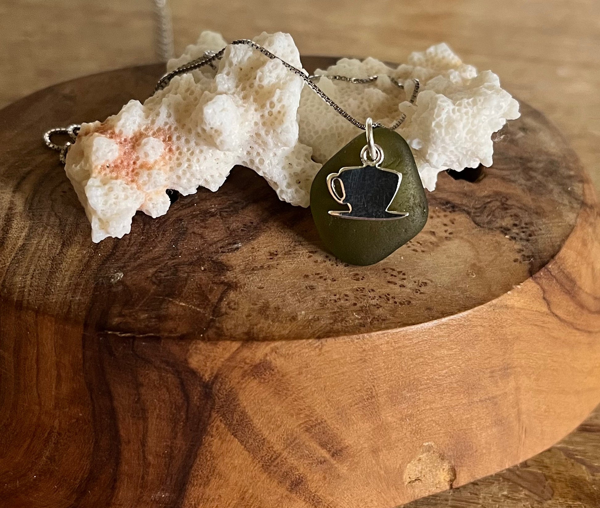 Cup of Tea Scottish Seaglass 925 Pendants