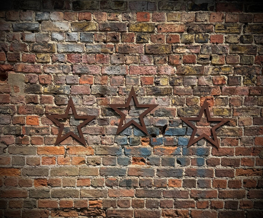 Set of 3 Rusty Metal Stars, Decorations For The Home And Garden.