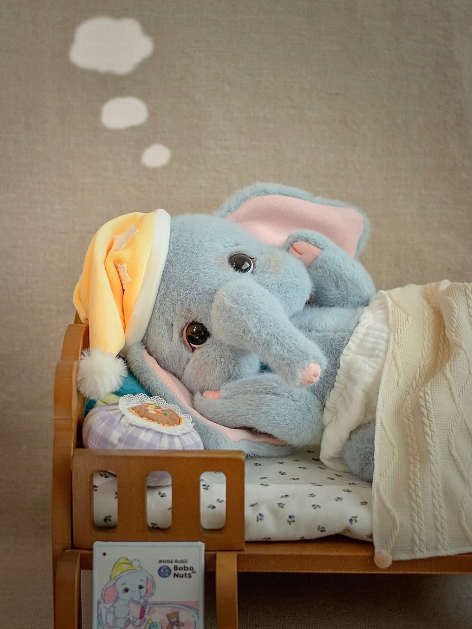 Handmade Soft Elephant Plush Toy with Tiny Bear Companion