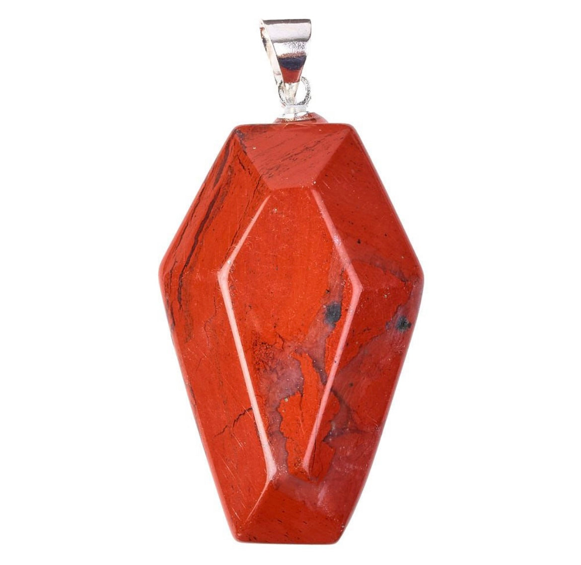 Red Jasper Casket Necklace 20 Inch Silver Plated Chain