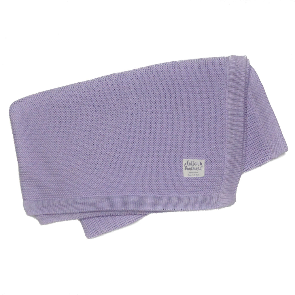 Lavender Organic Cotton Knitted Baby Blanket – 100 X 80cm