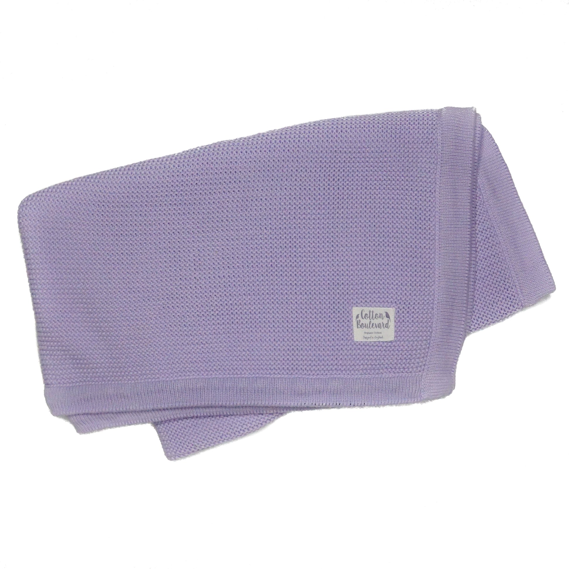 Lavender Organic Cotton Knitted Baby Blanket – 100 X 80cm