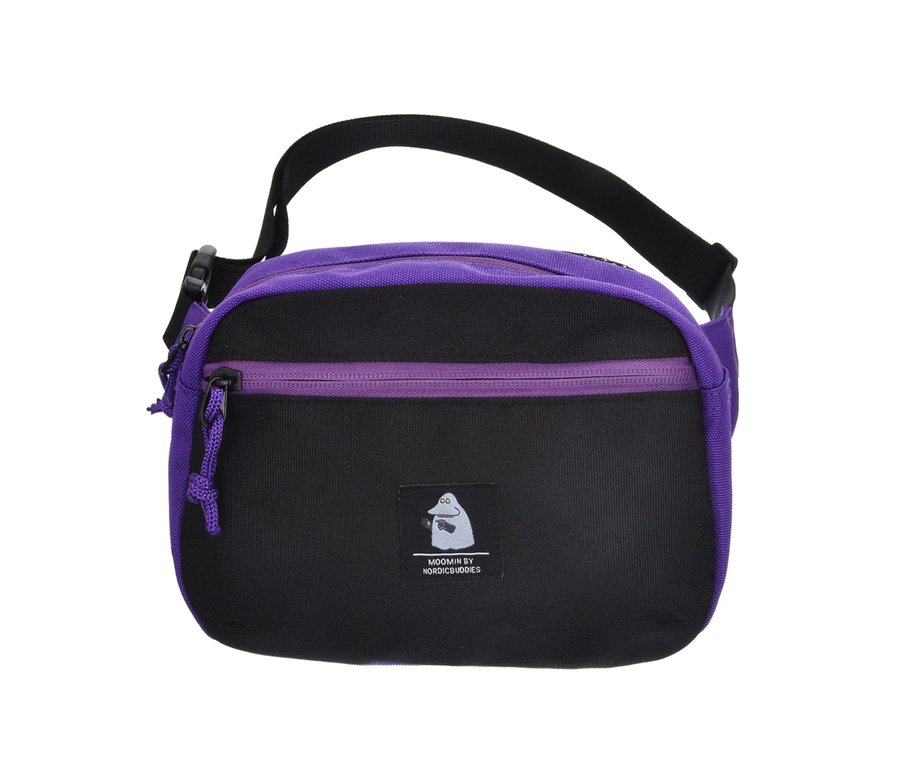 Moomin Adjustable Strap Polyester Bag by Nordicbuddies – Black & Purple by Moomin by NordicBuddies at www.brixbailey.com