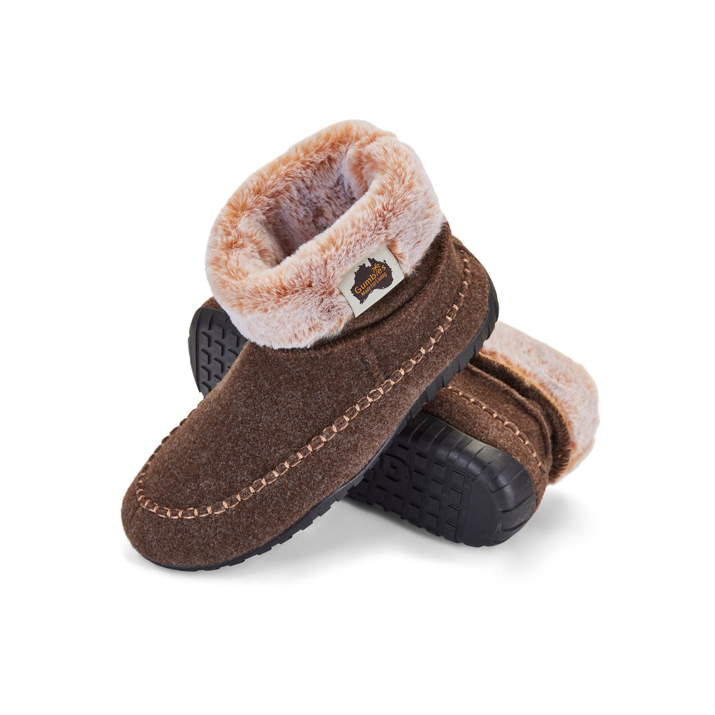 Ossa High Women's Slipper Boot Chocolate and Cream