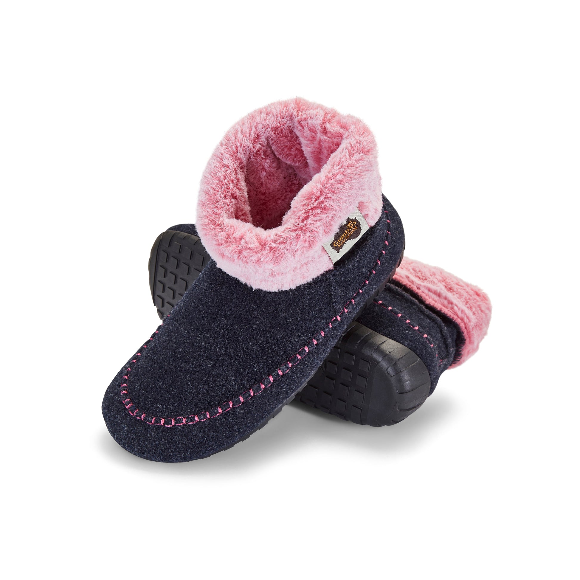 Ossa High Women's Slipper Boot in Navy and Pink