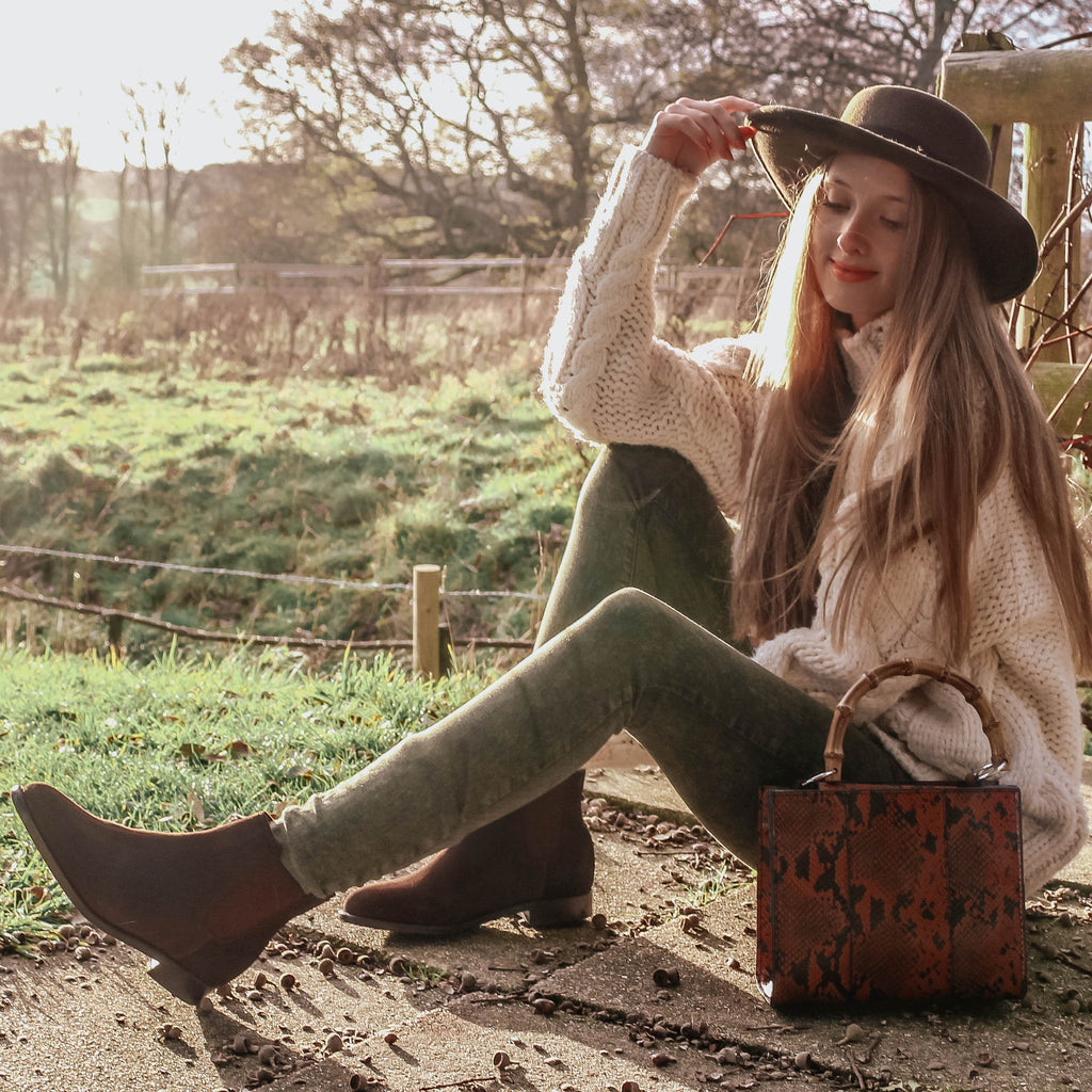 Women's Brown Suede Chelsea Boots, Welted Leather Sole