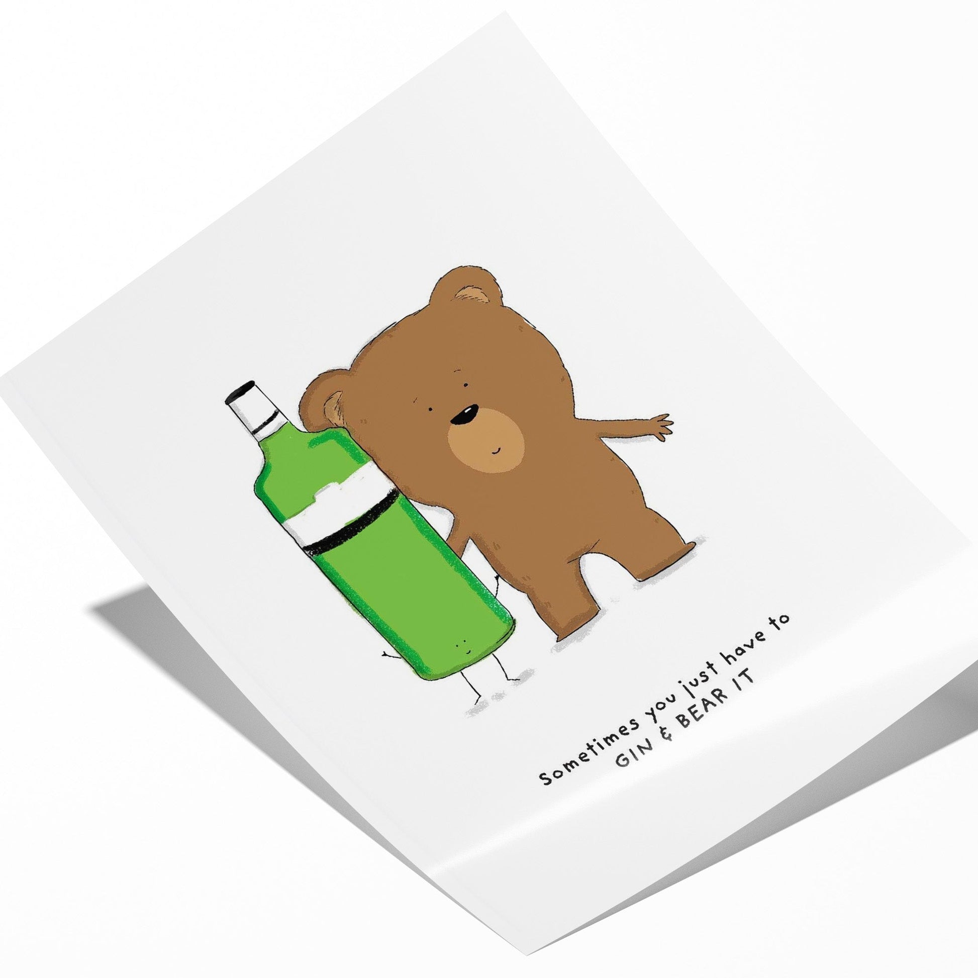 Gin and Bear It Print – Funny A4 Gin Wall Art Gift