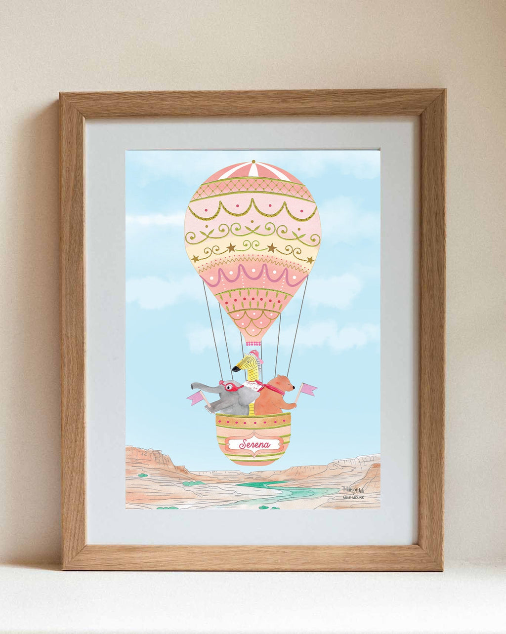 The Personalised Hot Air Balloon of the Grand Canyon Artwork for girls