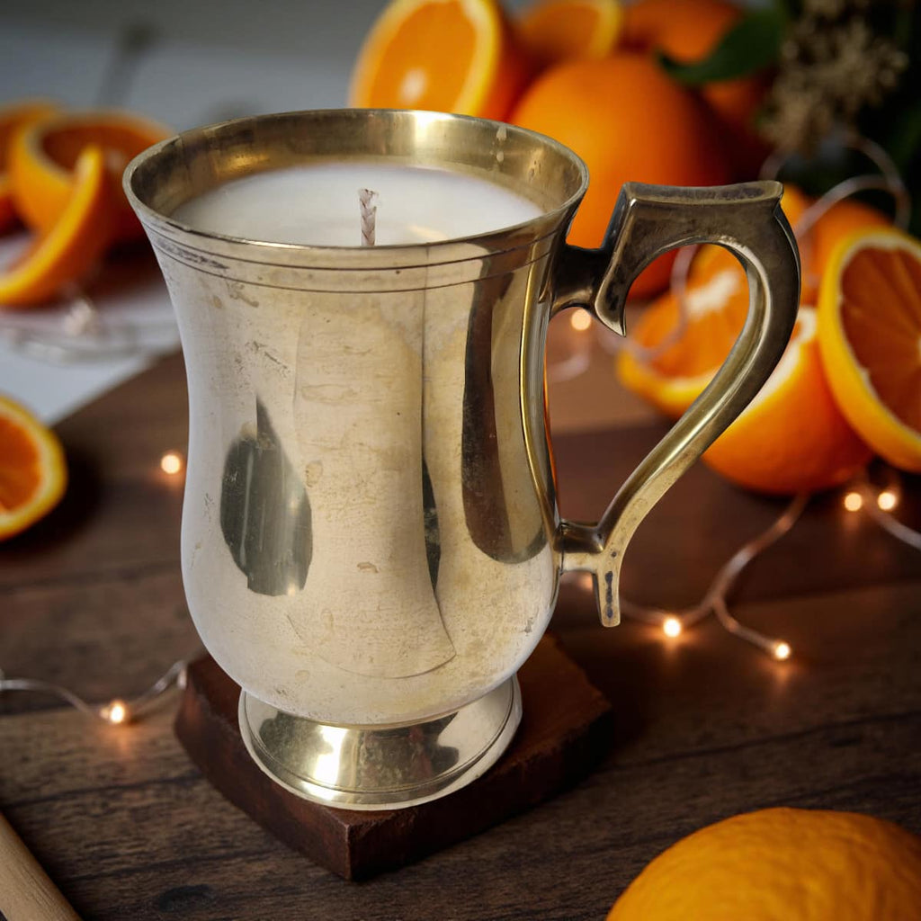 Repurposed Bronze Goblet Candle