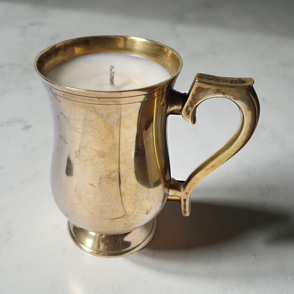 Repurposed Bronze Goblet Candle
