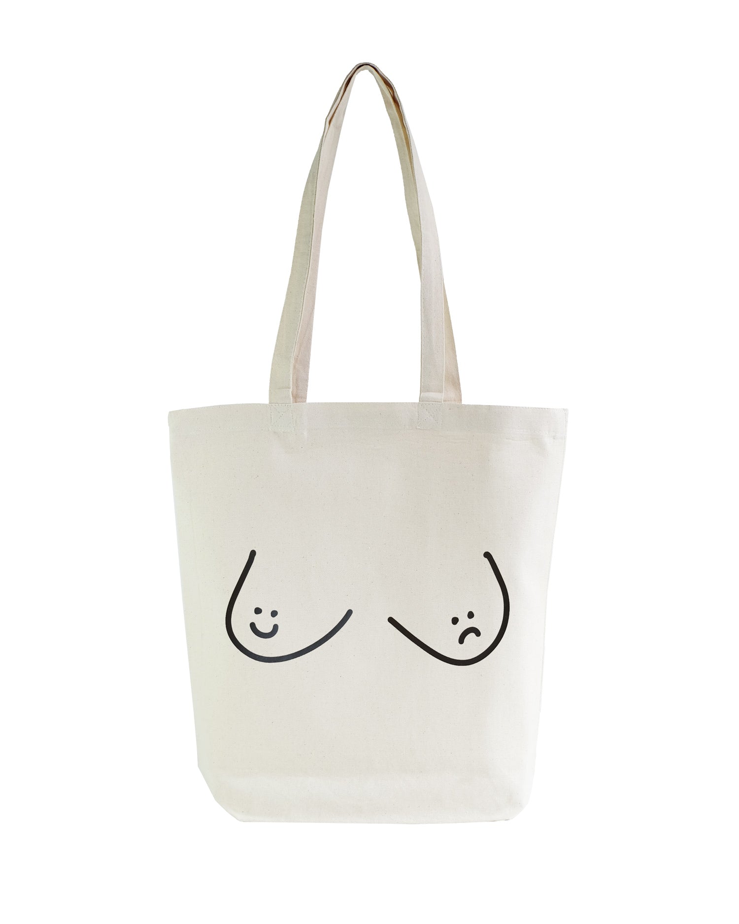 Happy Face / Sad Face Boobs Tote Bag - Good Breast, Bad Breast