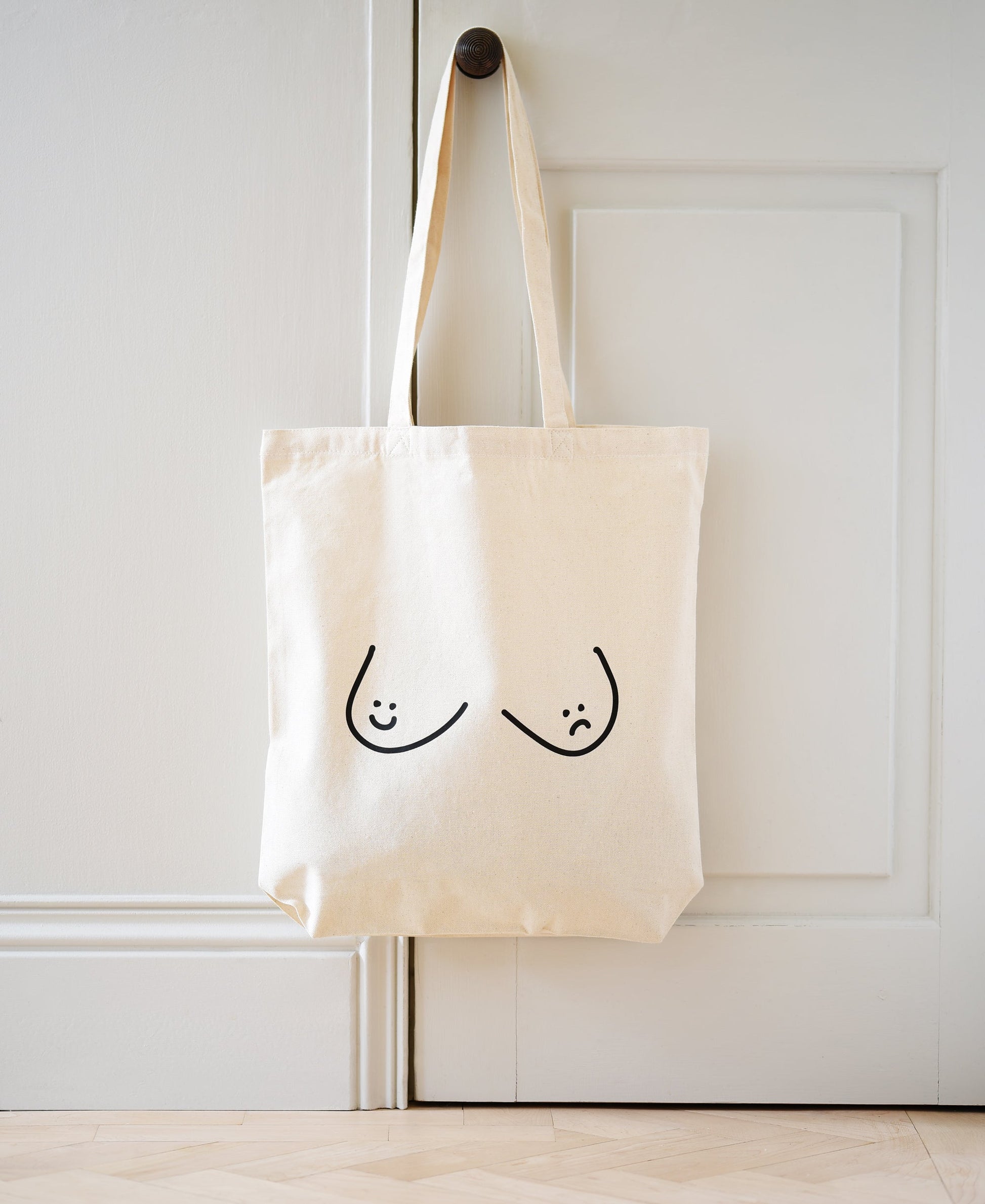 Happy Face / Sad Face Boobs Tote Bag - Good Breast, Bad Breast