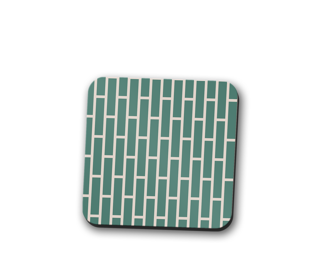 Green and Beige Geometric Design Coaster, Table Decor Drinks Mat