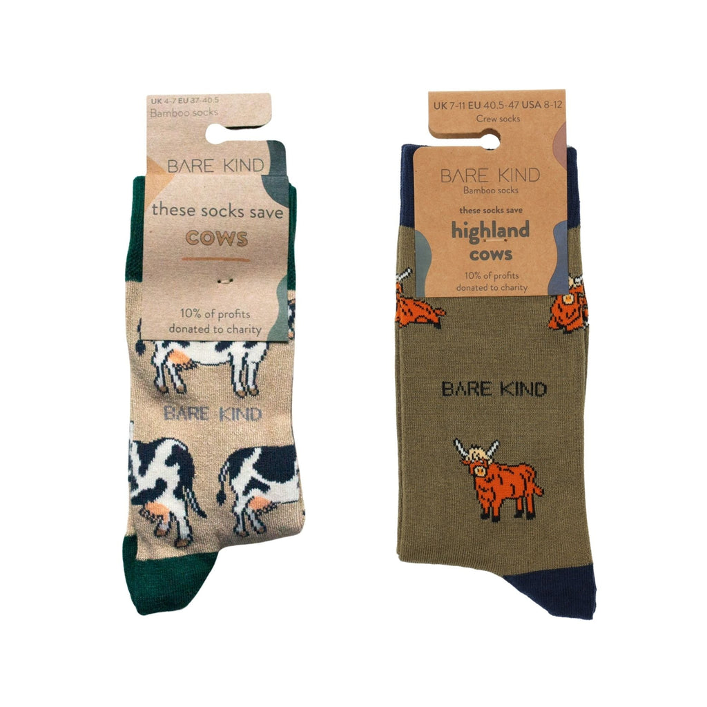 Green Cow Bundle of 2 Bamboo Sock Set