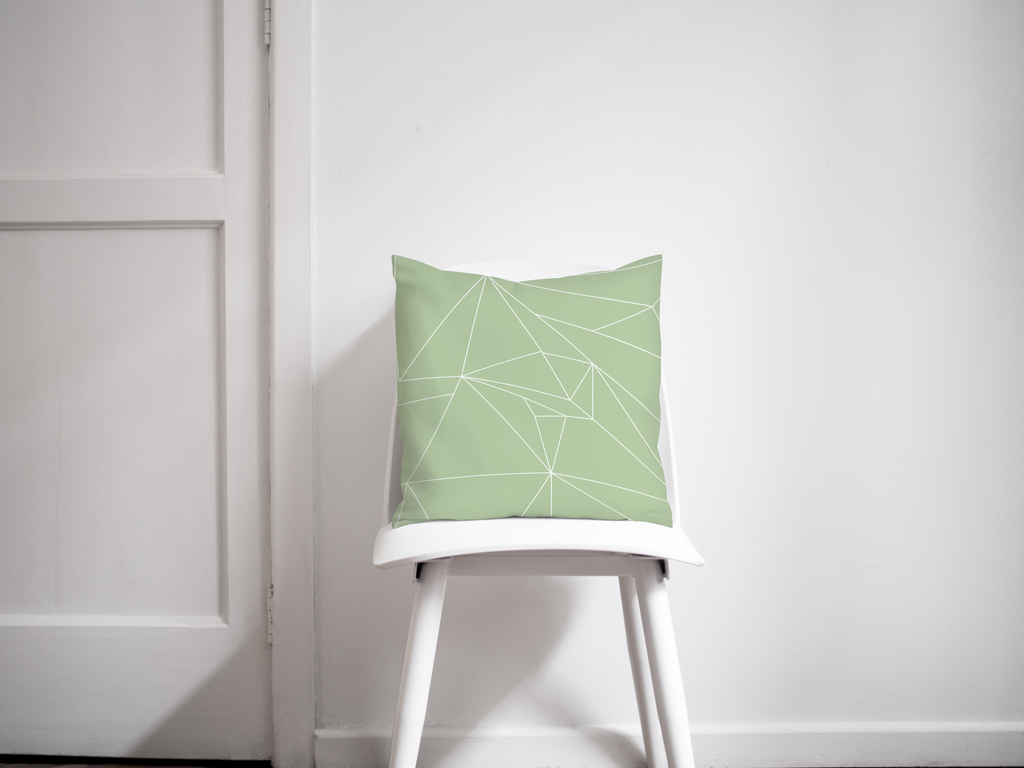 Sage Green and White Minimalist Cushion, Contemporary Geometric Throw Pillow