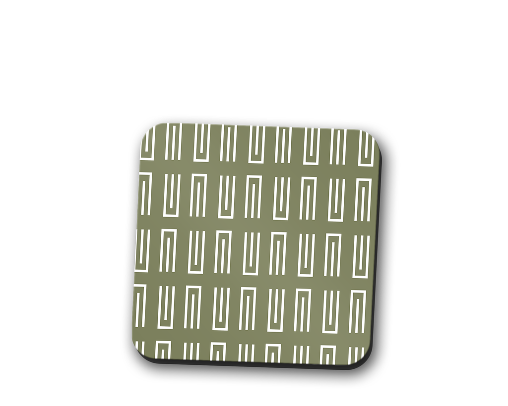 Green Geometric Coasters, Table Decor Drinks Mat