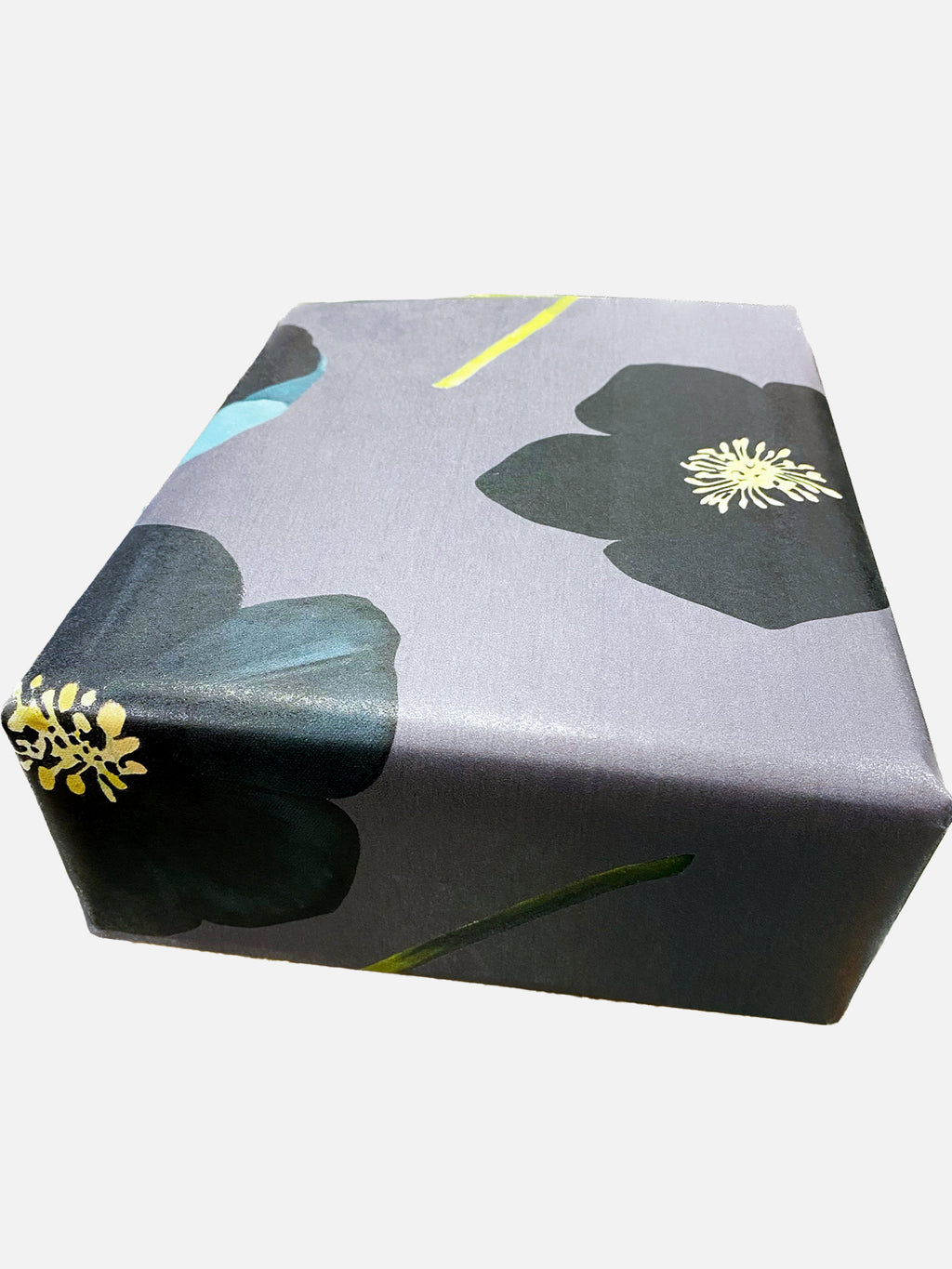 Green Winter Rose Gift Wrap on Charcoal