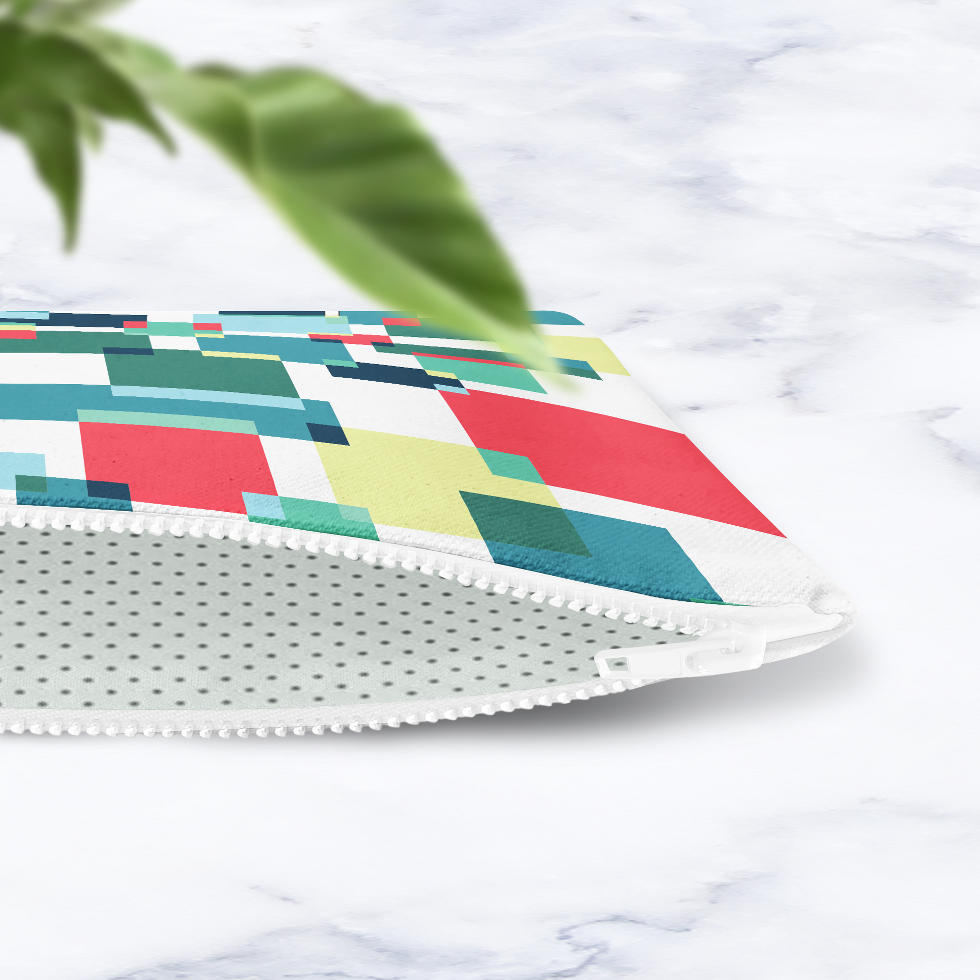 Geometric Abstract Makeup Bag - Colourful Block Pattern Cosmetic Pouch Travel Beauty Case Canvas