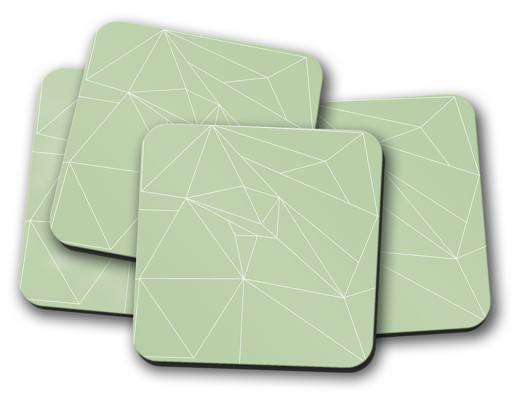 Light Green Contemporary Lines Coasters, Table Decor Drinks Mat