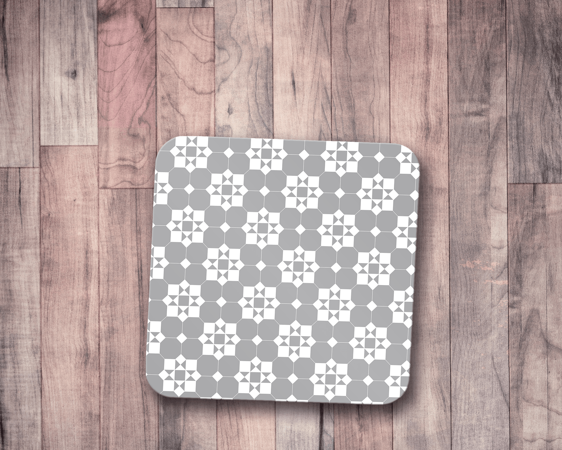 Grey and White Geometric Tiles Design Coasters, Table Decor Drinks Mat