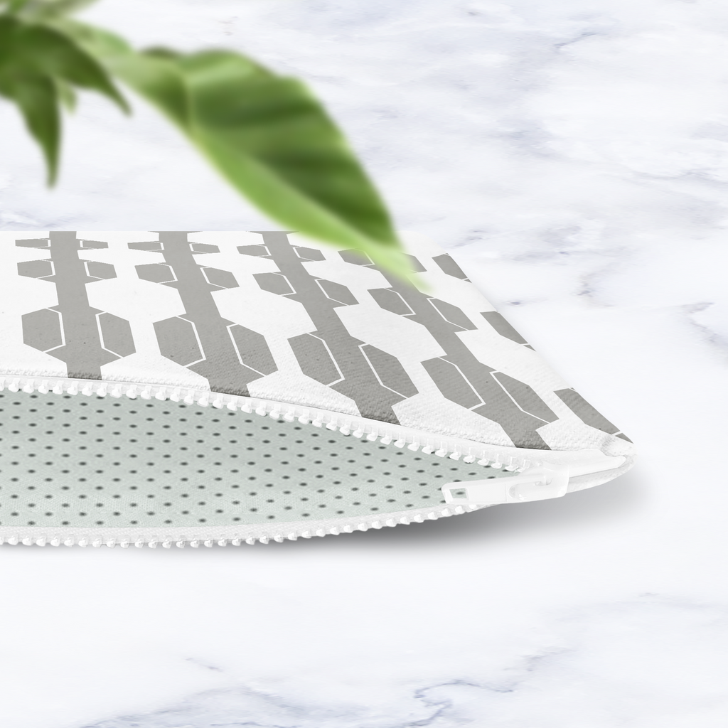 Grey & White Make Up Bag - Cosmetic Bag - Travel Pouch - Handmade Toiletry Bag - Contemporary Geometric Beauty Case