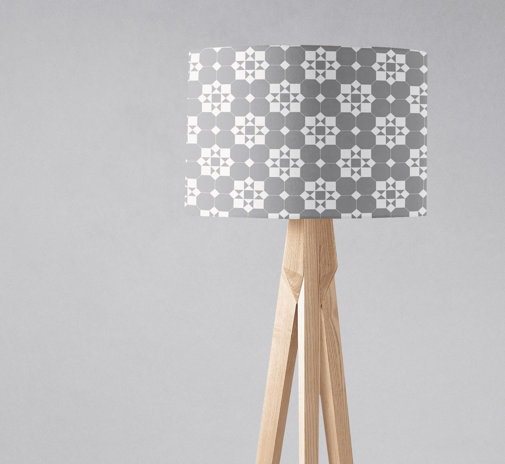 Grey and White Tiles Design Geometric Lampshade