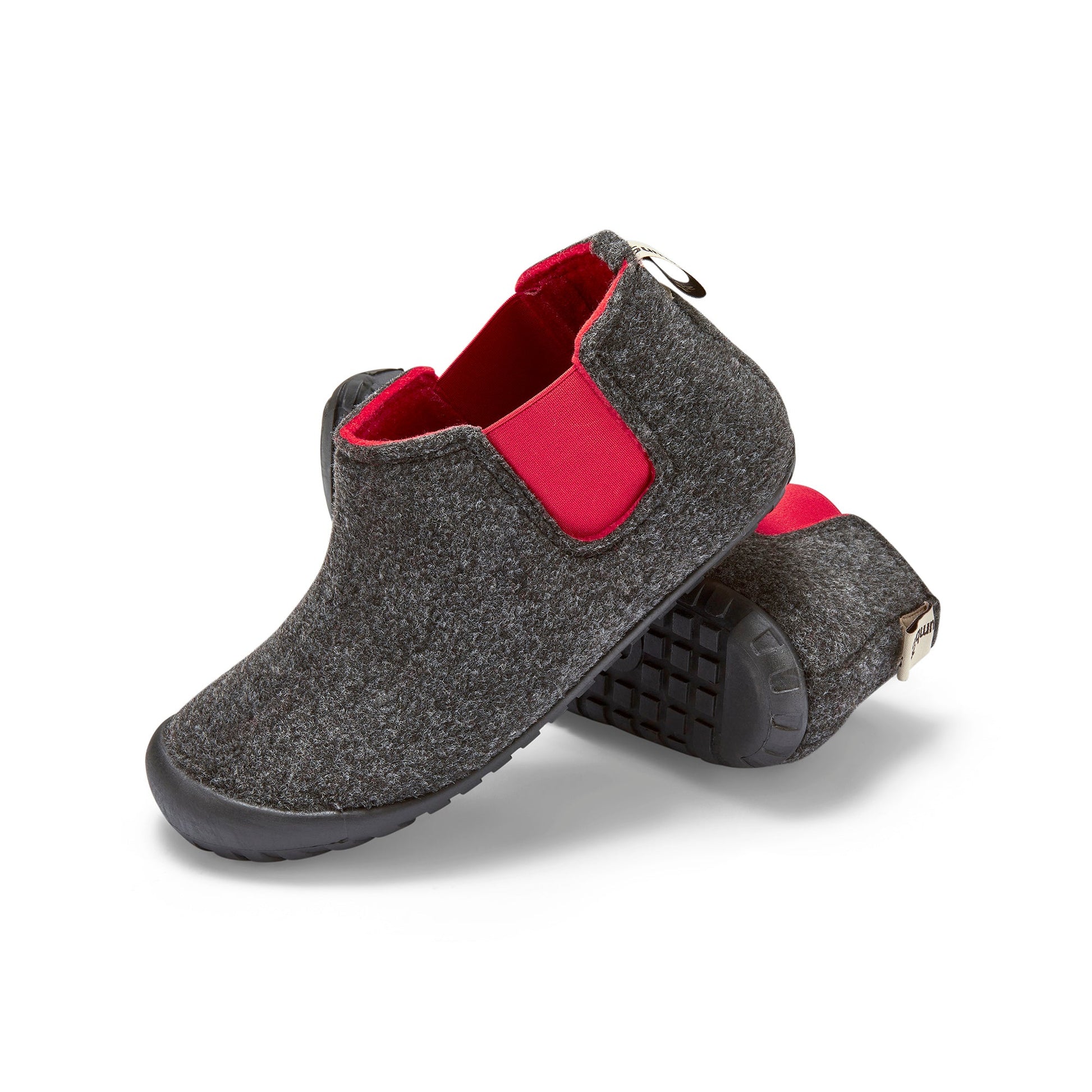 Brumby Men's Slipper Boot in Charcoal and Red