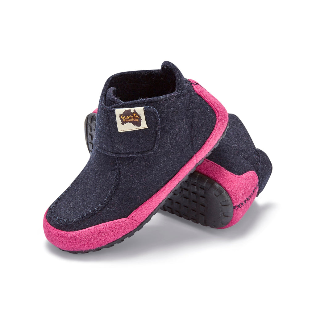 Quokka Women's Slipper Boots in Navy and Pink