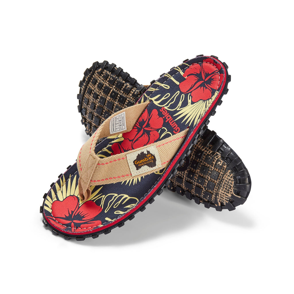 Women's Islander Flip Flops in Denim Hibiscus
