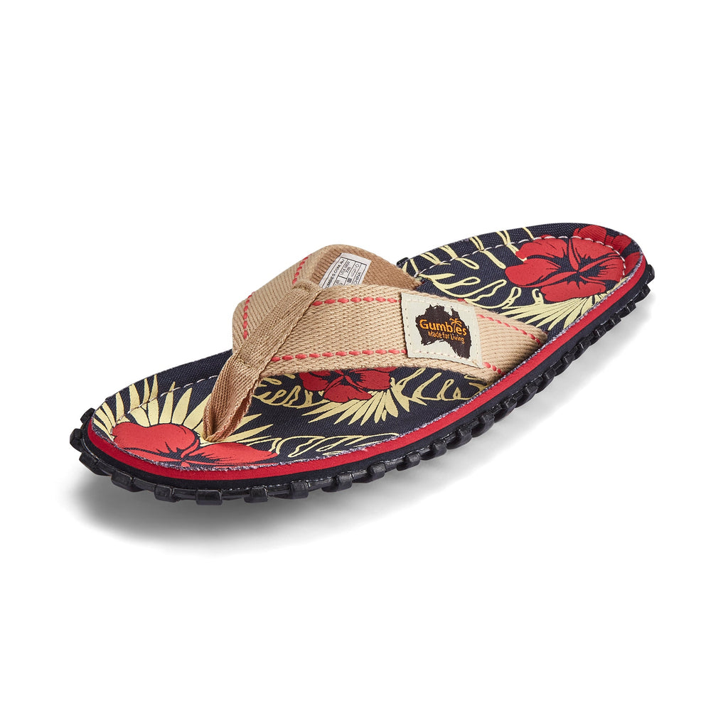 Women's Islander Flip Flops in Denim Hibiscus
