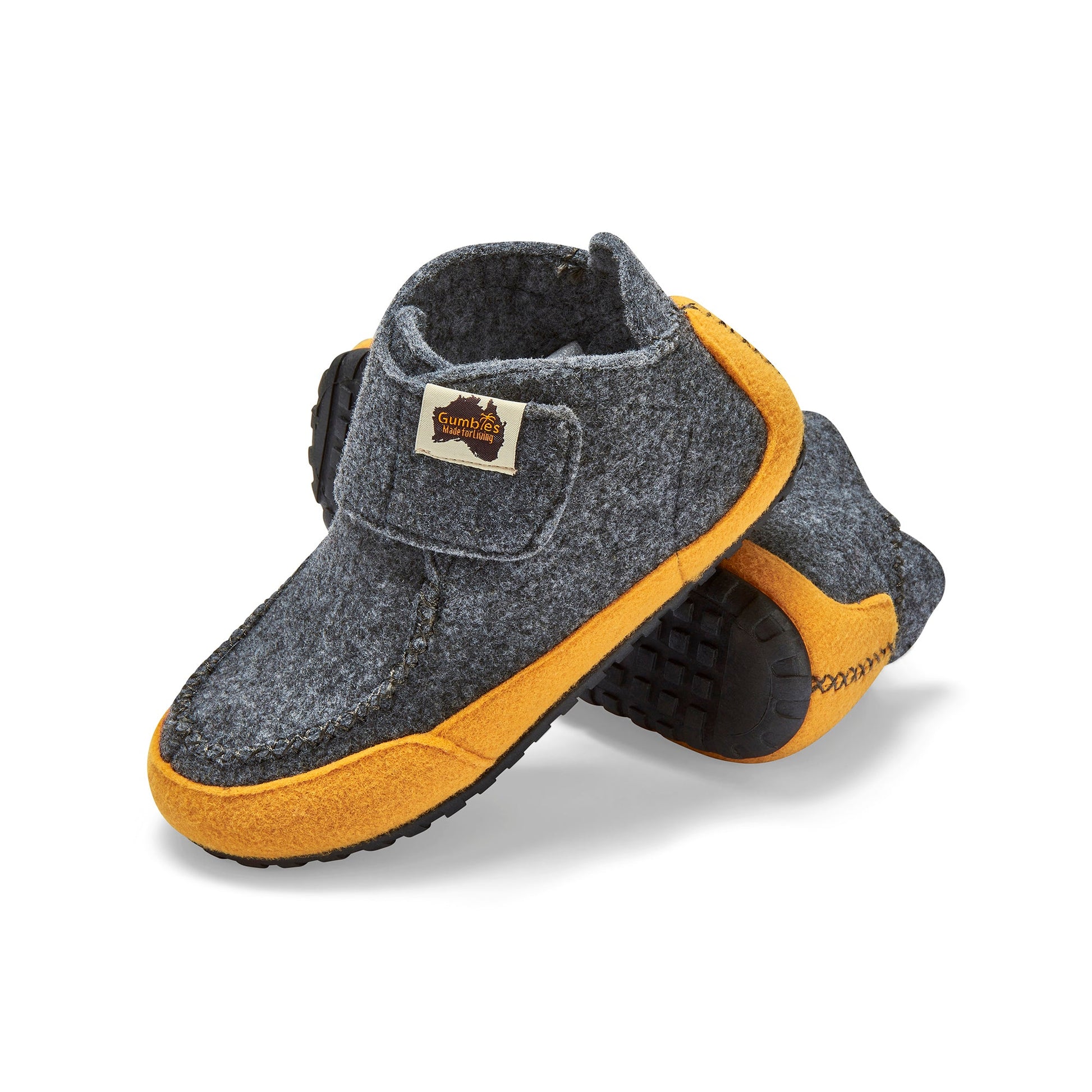 Quokka Men's Slipper Boots in Grey and Curry