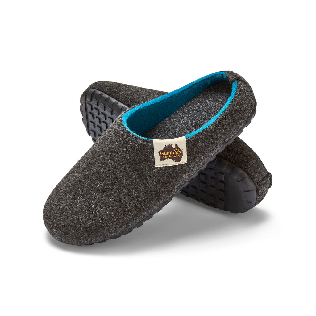 Outback Women's Slipper in Charcoal and Turquoise