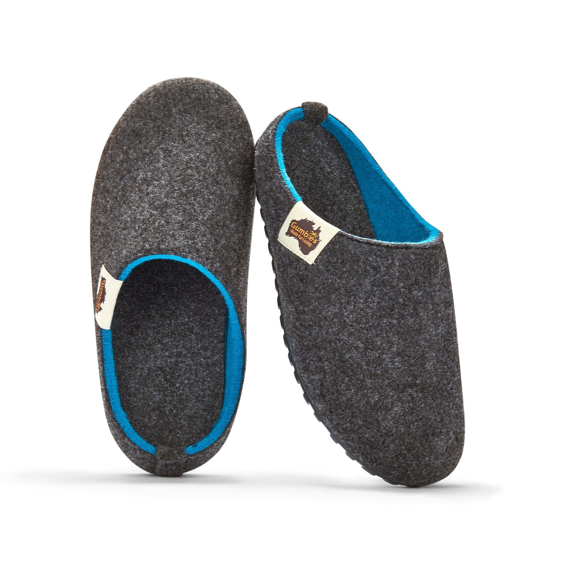 Outback Men's Slippers in Charcoal and Turquoise