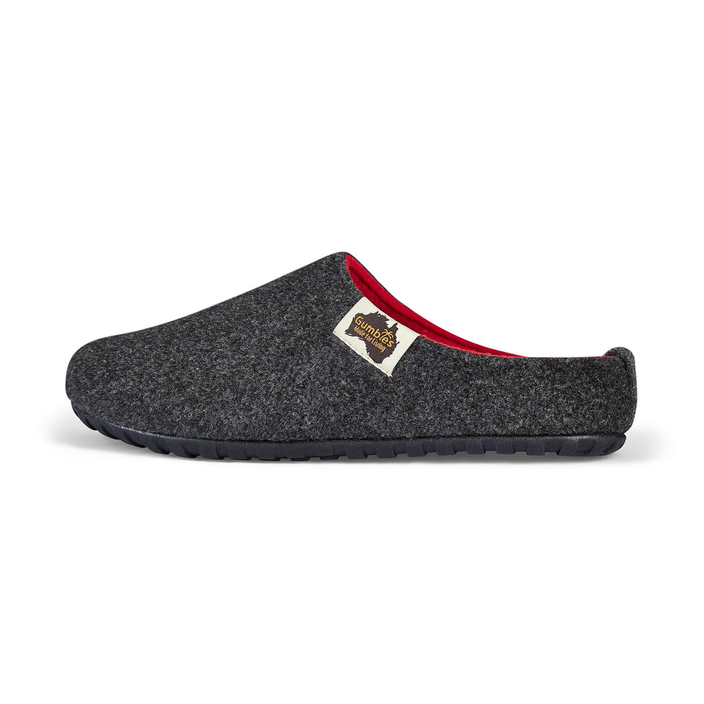 Outback Women's Slipper in Charcoal and Red