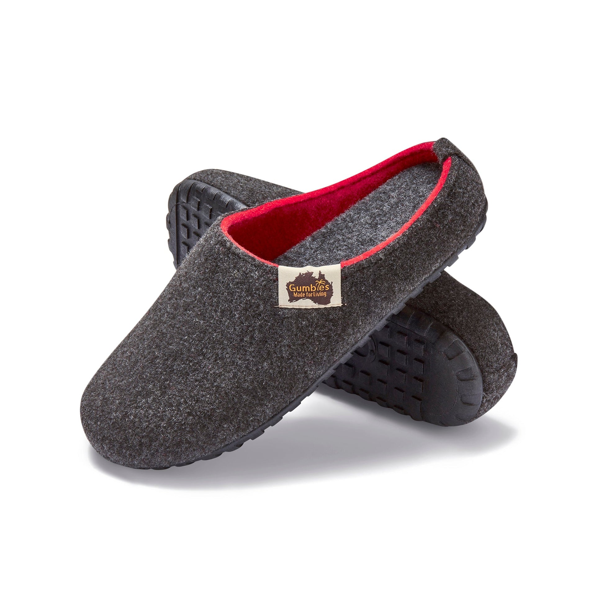 Outback Women's Slipper in Charcoal and Red