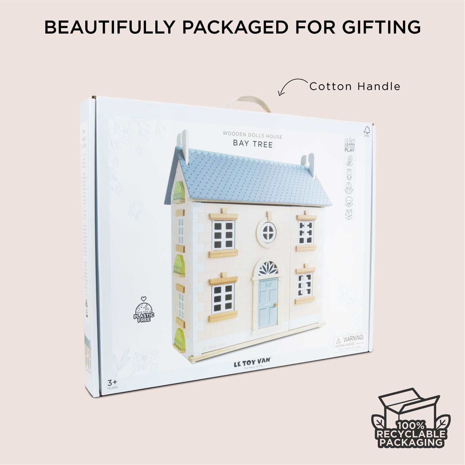 Wooden Dolls House with Three Storeys