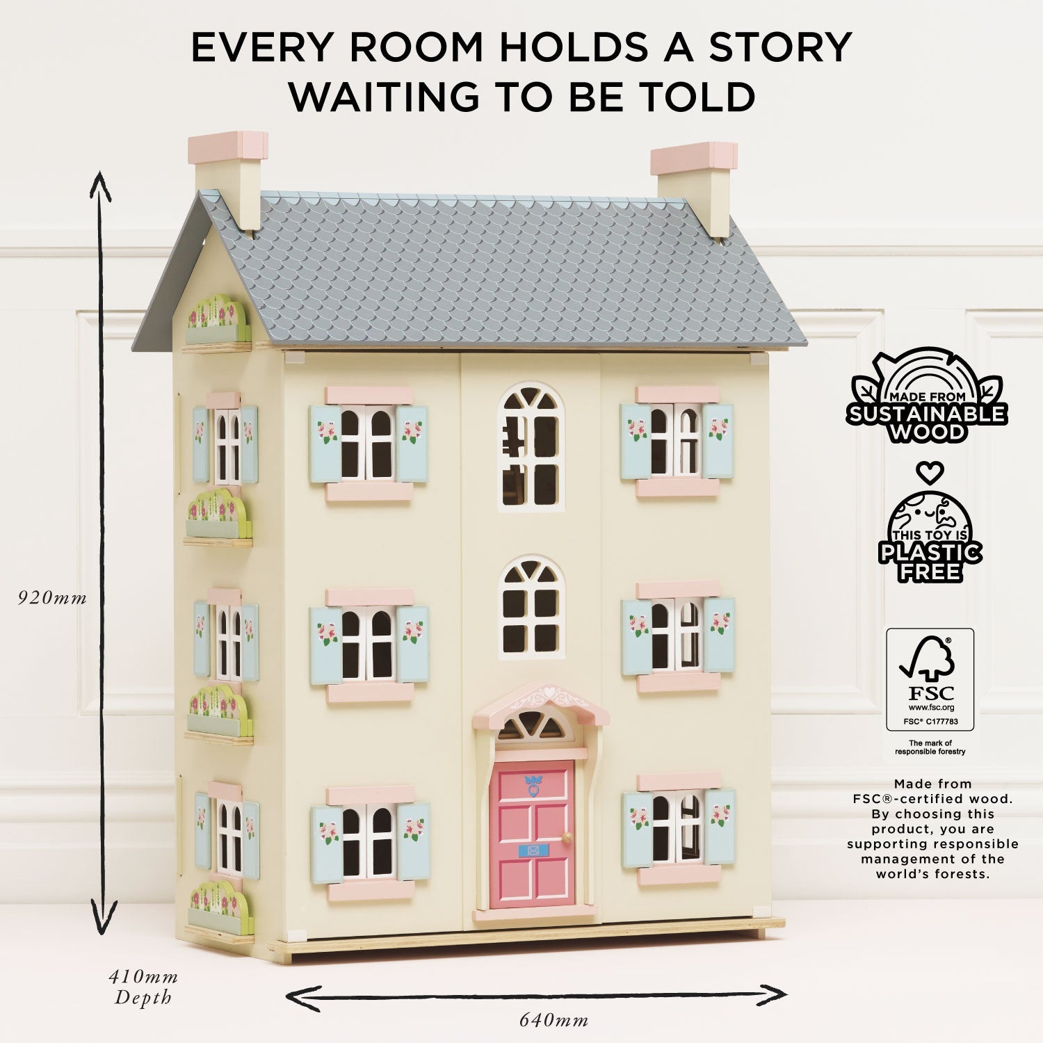 Four Storey Wooden Dolls House