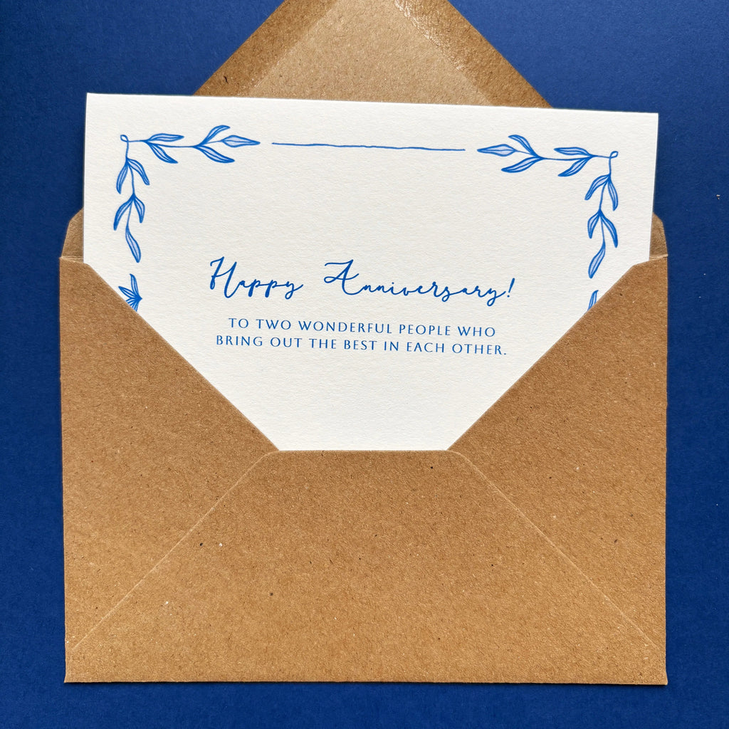 Hand-drawn Anniversary Card in Blue