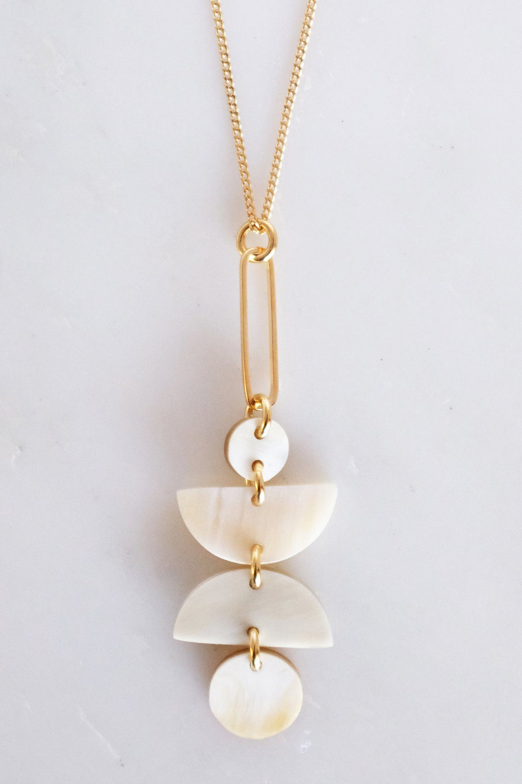 Geometric Buffalo Horn Long Pendant Necklace