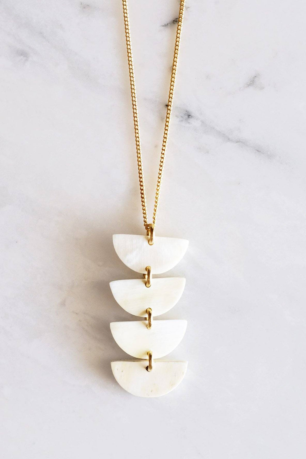 Crescent Buffalo Horn Pendant Necklace