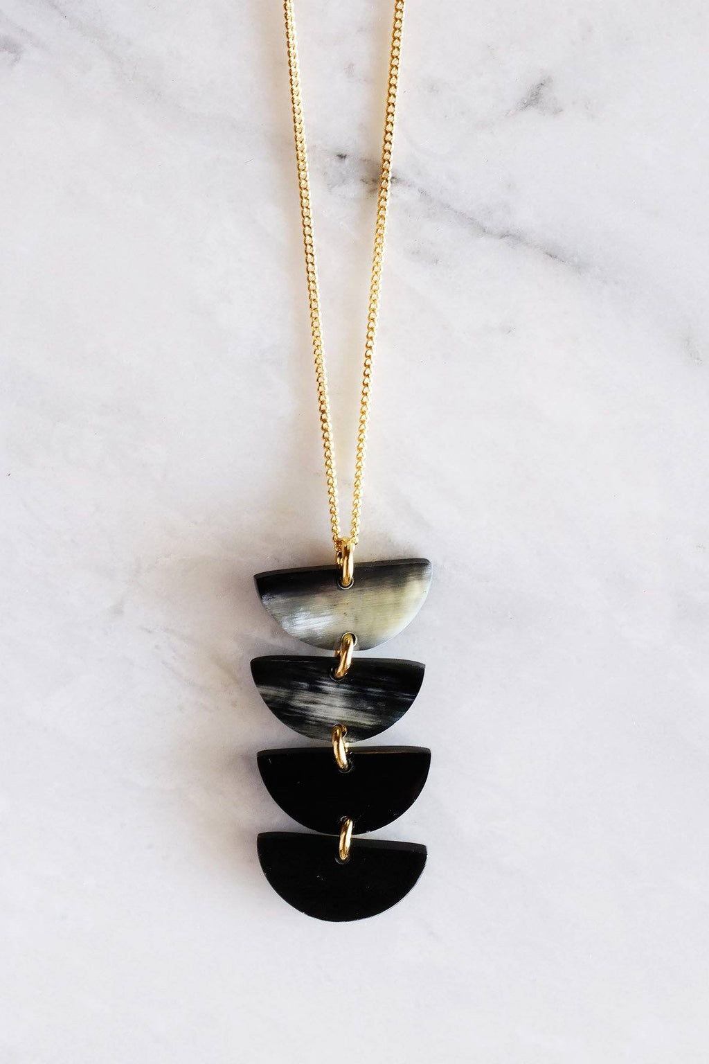 Crescent Buffalo Horn Pendant Necklace