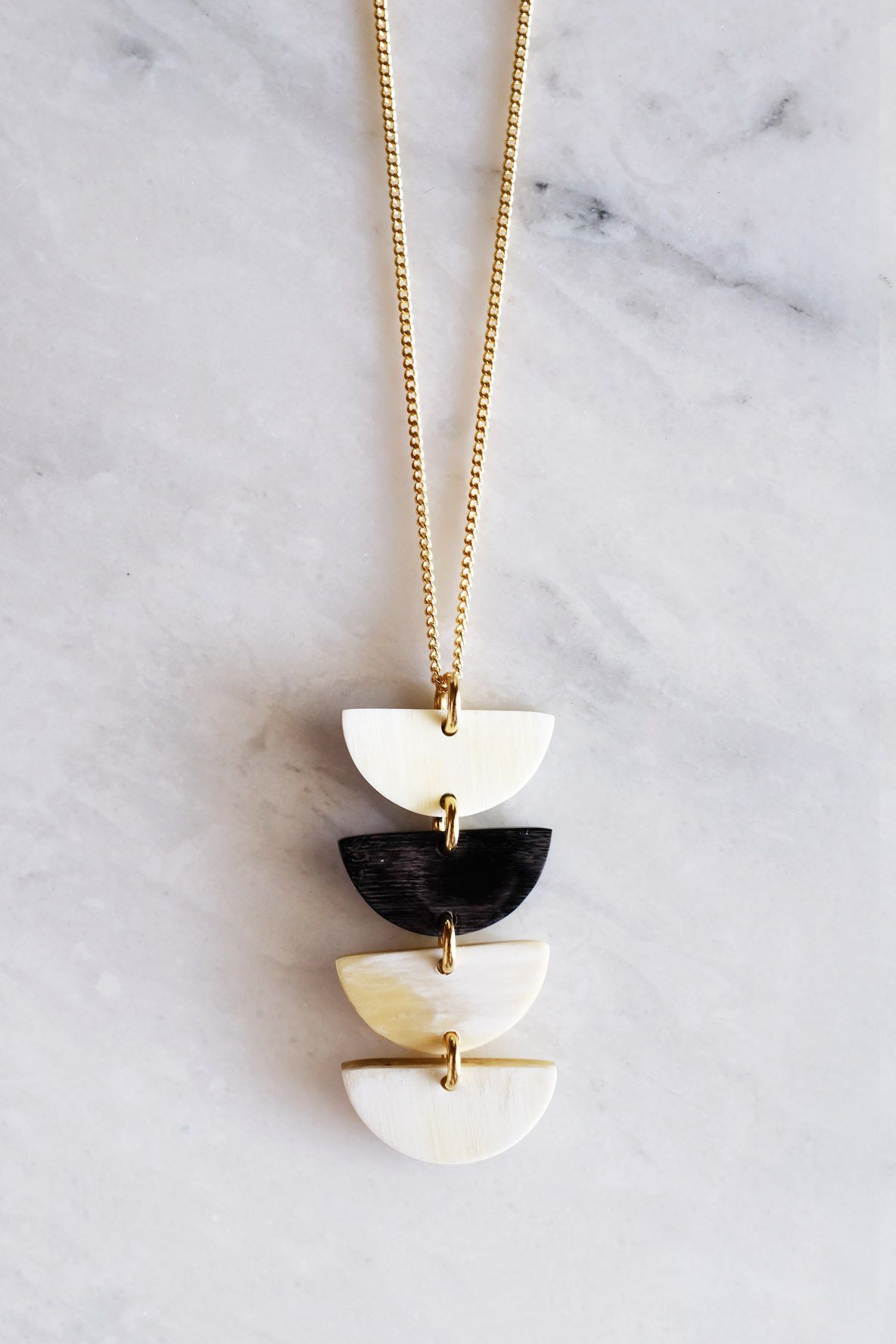 Crescent Buffalo Horn Pendant Necklace