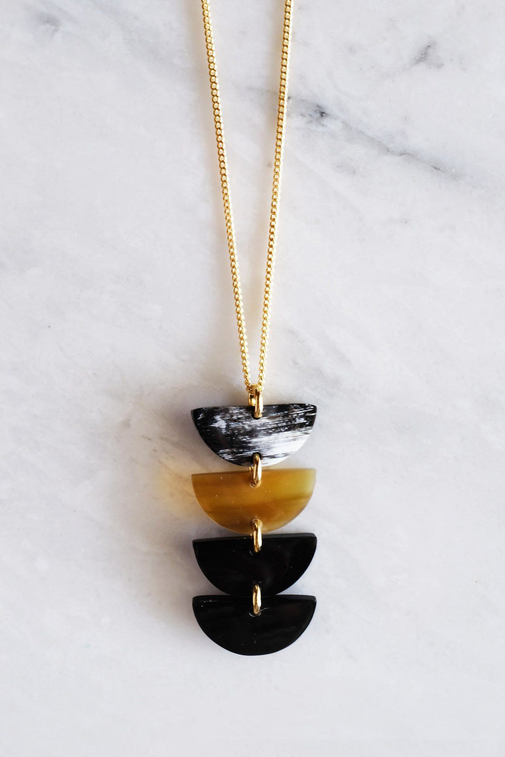 Crescent Buffalo Horn Pendant Necklace