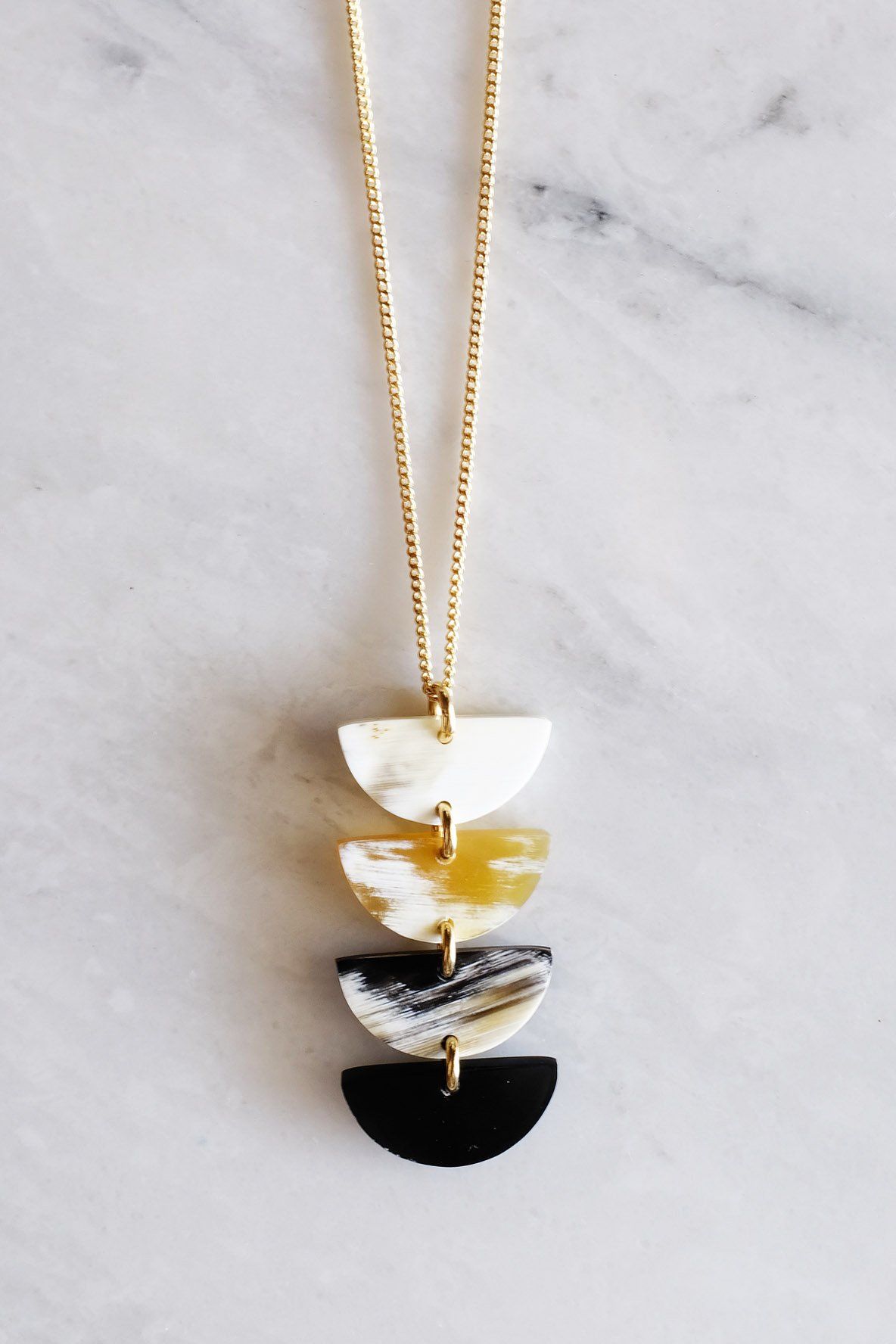 Crescent Buffalo Horn Pendant Necklace
